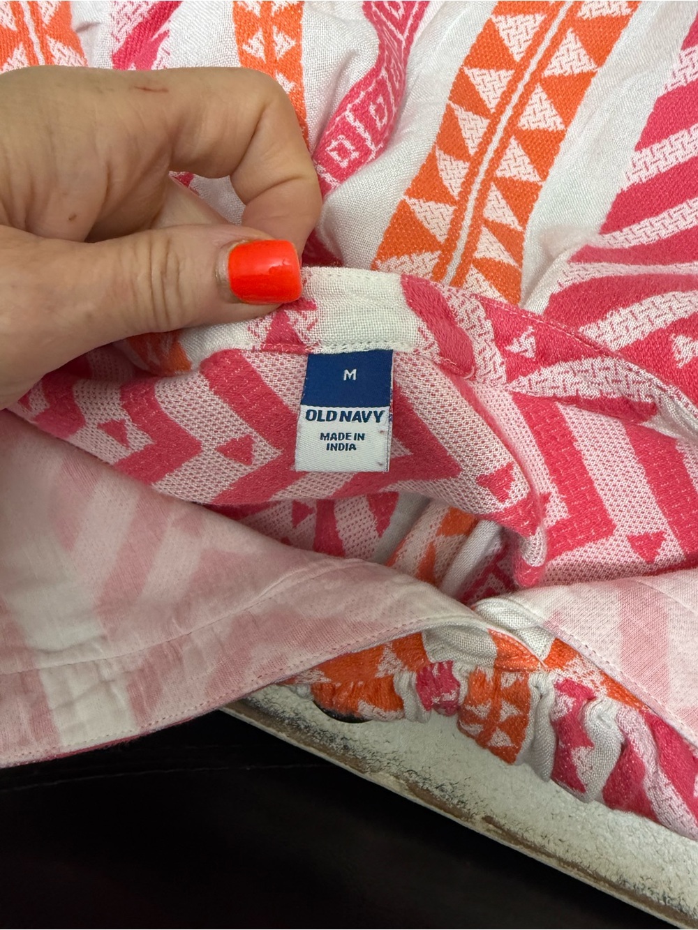 Old Navy Pink & Orange Geometric Peasant Tunic - Picture 6 of 6